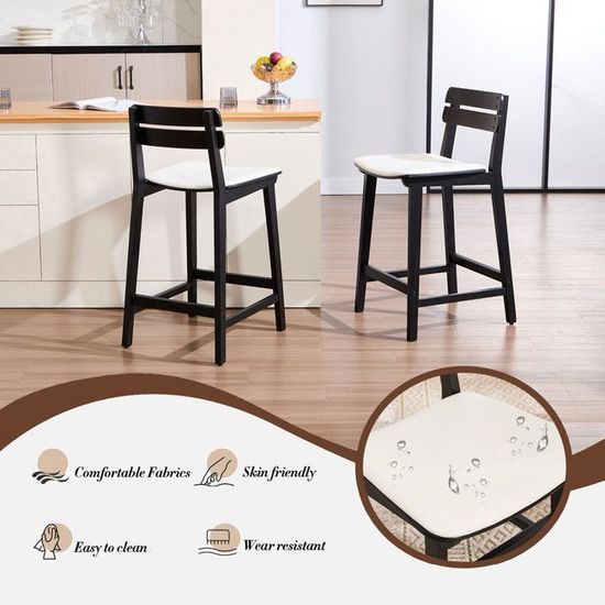 Lot De 2 Tabourets De Bar Vert Velours Chairus - Chaise Haute Moderne Avec Dossier Et Pieds Métal
