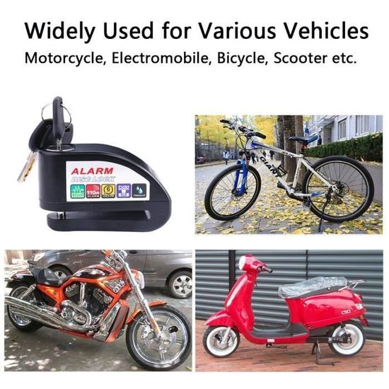 Antivol Disque Moto/vélo Avec Alarme - Blocage Renforcé, étanche - 2 Clés Fournies - Installation Rapide Par Pression - Universel