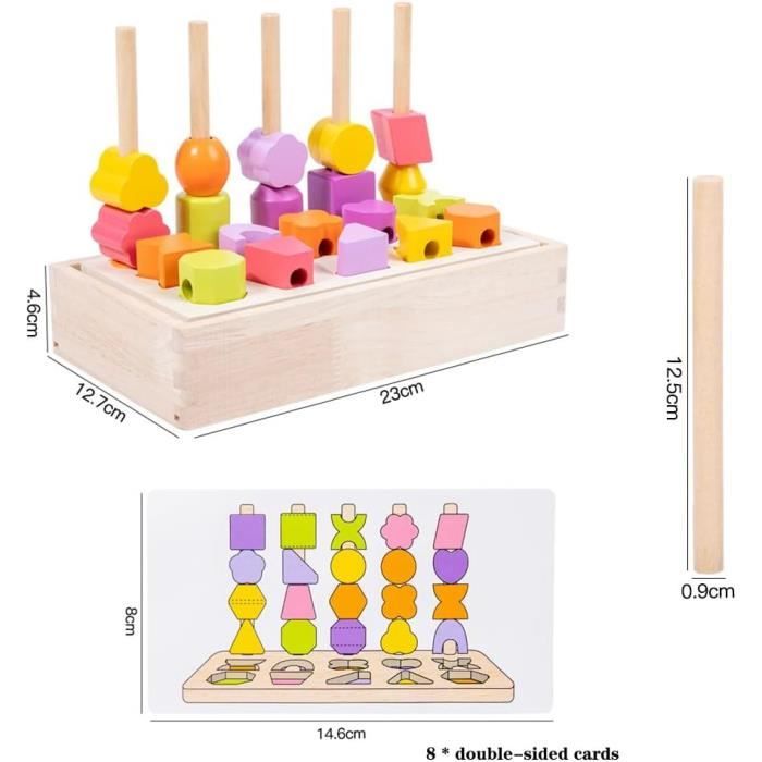 Jeux Montessori, jouet enfant 2 3 4 5 ans, Jouet en Bois Empilable y Enfiler Jouet, Tri Jouets Activite Enfant, Développer la Pensée et Les Compétences Pratiques Cadeaux pour Garçons et Filles