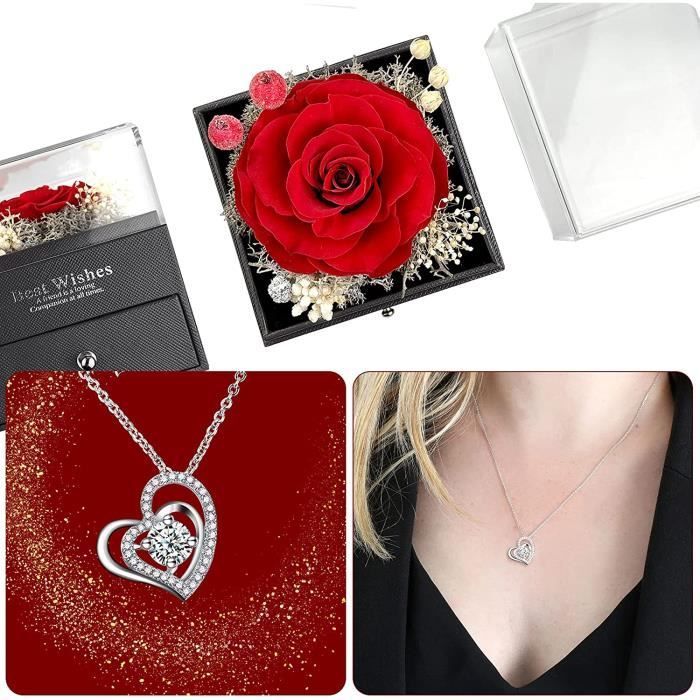Rose conservée avec collier éclatant - Bijoux éternels - Boîte cadeau -  Roses infinies - Pour la Saint Valentin, une amie, un [602] - Cdiscount  Maison