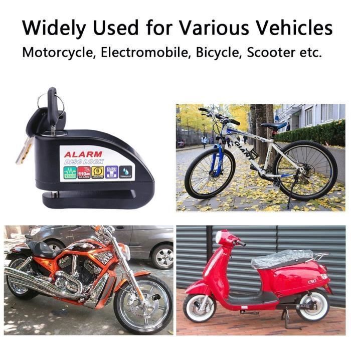 Antivol Disque Frein Avec Alarme 110dB - Pour Moto, Vélo, Scooter - Câble 1,2m - Protection Maximale