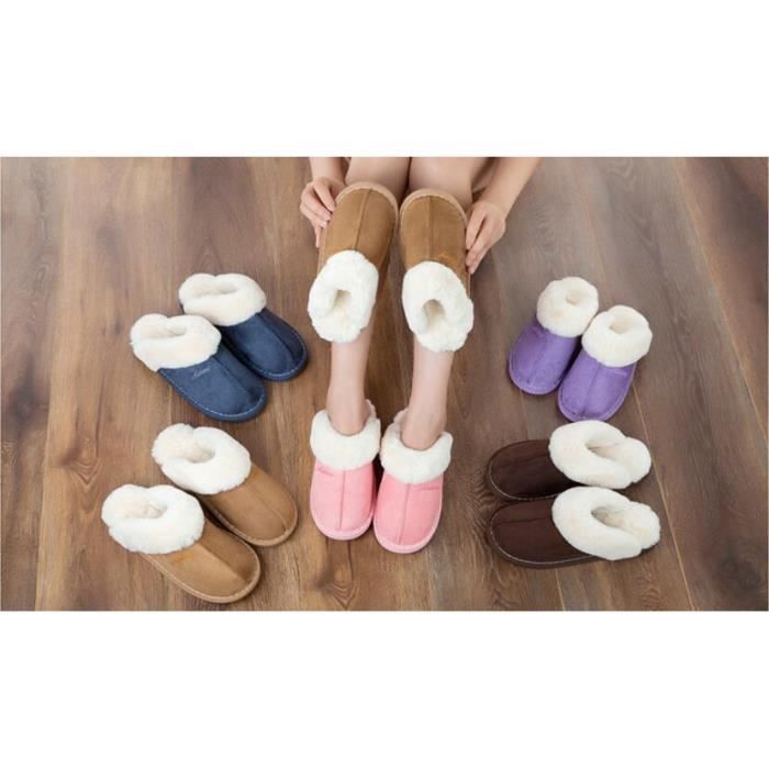 Pantoufles Fermées Enfants - Chaussons D'hiver Coton Peluche, Semelle Antidérapante - Intérieur Maison