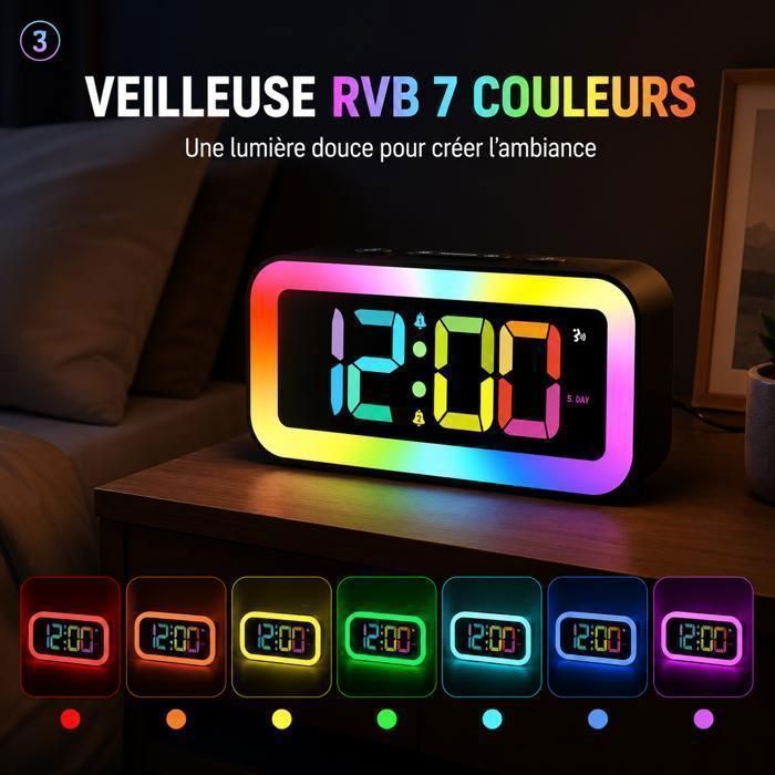 MOSUO Réveil Numérique, Horloge Digitale Réveil Matin Miroir LED Grand Ecran Aver Température/Snooze/ 2 Alarme, Luminosité et Son Réglable, Activation Sonore, USB Charge Clock pour Maison Bureau,Blanc MOSUO Réveil Numérique, Horloge Digitale Réveil Matin Miroir LED Grand Ecran Aver Température/Snooze/ 2 Alarme, Luminosité et Son Réglable, Activation Sonore, USB Charge Clock pour Maison Bureau,Blanc