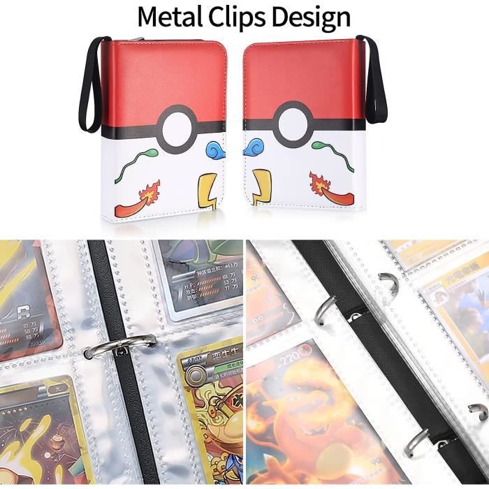 Piunemky Classeur carte 4 Pochettes, Classeur Carte pour 400 Cartes avec 50 Page