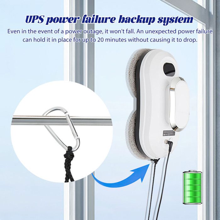 Robot Nettoyeur Vitre,5600pa Robot Laveur De Vitre Electrique Automatique PulvéRisation D'eau Bidirectionnelle,Robot Lave Vitre TéLéCommande-Protection Ups 20 Min,White