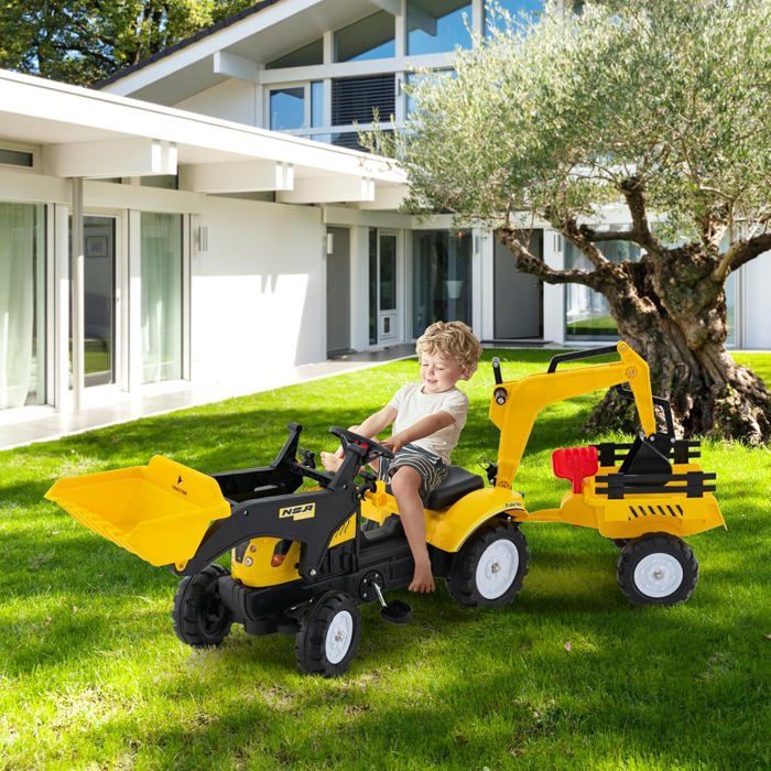 Tracteur à Roulettes Avec Pelle Et Râteau - Klaxon, Sons Et Lumières LED - Pour Enfants 1 An Et Plus - Sécurité Anti-Basculement