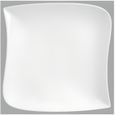 Assiette plate carrée design vague - 30 cm x 30 cm - Porcelaine Blanc-0
