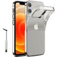 Pour Apple iPhone 12 6.1": Coque Silicone gel UltraSlim et Ajustement parfait + mini Stylet - TRANSPARENT-0