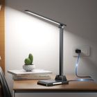 KCVV Lampe de Bureau LED avec Contrôle Tactile - 5 Couleurs 10 Luminosités - Protection Yeux USB-C Minuterie - Pour Bureau Chevet - Noir