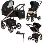 EMJOT NERI RoseGold ISOFIX - Poussette 4en1 - Landau, hamac, siège auto "i-Size" avec ISOFIX - inclus accessoires - Noir