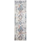 TAPISO Tapis de Couloir Poil Court LAZUR Gris Crème Bleu Ethnique Polypropylène Intérieur 70x460 cm