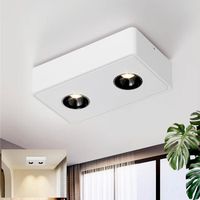 Homefire LED 2 Spots de plafond modernes - Aluminium Blanc - 22,2 x 13,2 x 5,5 cm - Blanc chaud - Rectangulaire plat 11W