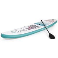 GYMAX Planche de Stand Up Paddle Gonflable 320X76X15CM, Charge 120KG, Planche de Surf avec Pagaie Réglable, 3 Ailerons et Pomp