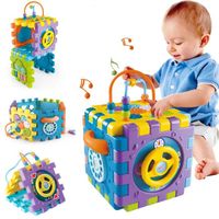 Baby Toy 6-en-1 Centre de jeu multifonctionnel avec musique Perles de couleur Labyrinthe Trieur de formes pour Baby de 18+ mois