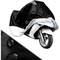 Housse de Moto Scooter Motocyclette Exterieur Imperméable Protecteur UV Pluie Anti-poussière 3XL, Noir Argenté