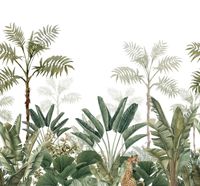 papier peint panoramique jungle blanc et vert olive grisé - 300 x 279 cm - 158951