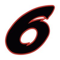 Chiffre 6 six - autocollant sticker noir/rouge voiture moto Taille : 8 cm