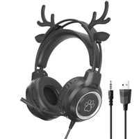 Écouteurs Soyto SY-G35 Oreilles de Cerf Casque Filaire Pour PC, Xbox One X-S,PS4 Pro,PS5,Nintendo Switch - Noir