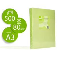 Papier couleur q-connect multifonction a3 80g/m2 unicolore vert néon ramette 500 feuilles