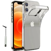 Pour Apple iPhone 12 6.1": Coque Silicone gel UltraSlim et Ajustement parfait + mini Stylet - TRANSPARENT