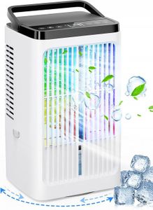 CLIMATISEUR MOBILE White Climatiseur Portable, Refroidisseur d'air Climatiseur Mobile, USB ventilateur, 4 Vitesses,2 Modes,lumières colorées,