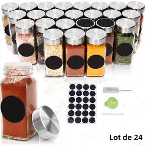 Acheter 8 pièces ensemble d'épices en verre conteneur bouteilles de  stockage bocaux organisateur assaisonnement bocaux de stockage étagère à  épices accessoires de cuisine ustensiles outils gadgets de cuisine
