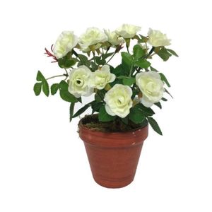 FLEUR ARTIFICIELLE Pot de rosier artificiel blanc 9 x 10 cm Choisisse