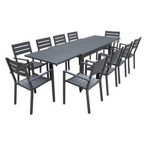 Ensemble table et chaise de jardin Salon de jardin extensible VENEZIA en aluminium an
