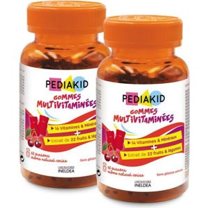 COMPLEMENTS ALIMENTAIRES - VITALITE Lot de 2 PEDIAKID Gommes Multivitaminées - Complément Alimentaire Enfant Immunité -  14 vitamines & Minéraux  - Gout Cerise