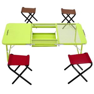 4pcs Chaises Avec 1pcs Table Pliante Fixees Reglable Hauteur Pour
