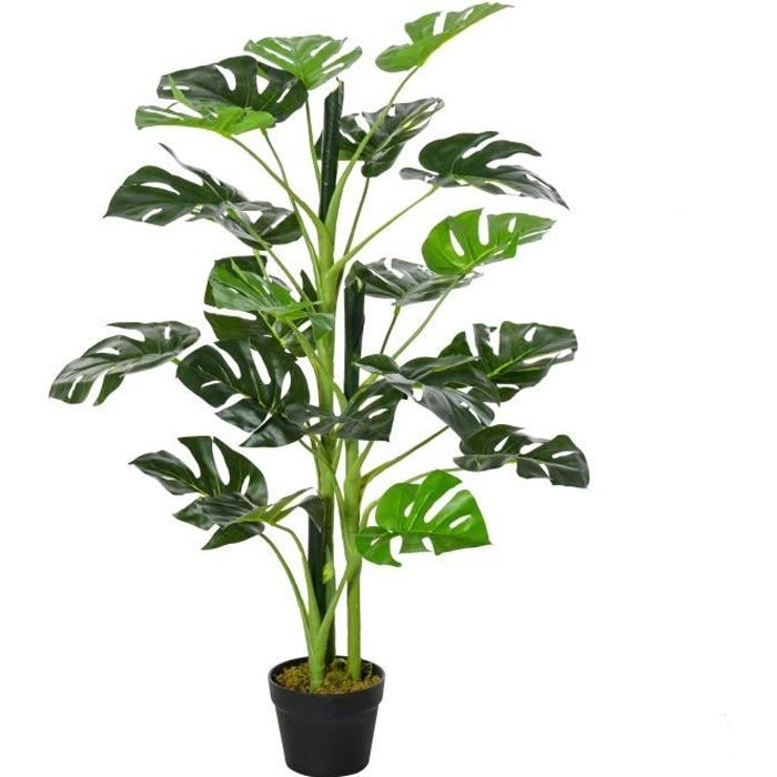 Leaf Grande Plante Artificielle en Forme de Renard avec Pot en Plastique  Uni 100 cm
