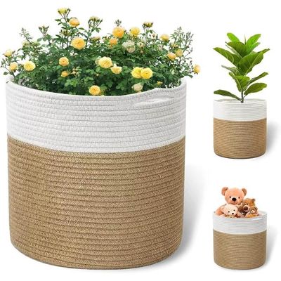 Panier En Corde De Coton Tissé Pour Plantes Et Décoration D'intérieur