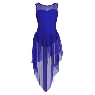 YIZYIF Enfant Fille Robe Danse Classique Asymétrique Justaucorps Costume Danse Contemporaine 4-14 Ans Bleu