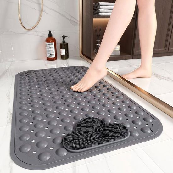 Tapis Douche Massage Pieds Tapis Douche Antidérapant 80x120cm - Ventouses Massage Pieds - TPE Tapis Salle De Bain Sécurisé