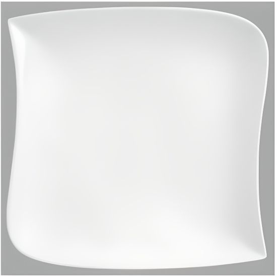 Assiette plate carrée design vague - 30 cm x 30 cm - Porcelaine Blanc