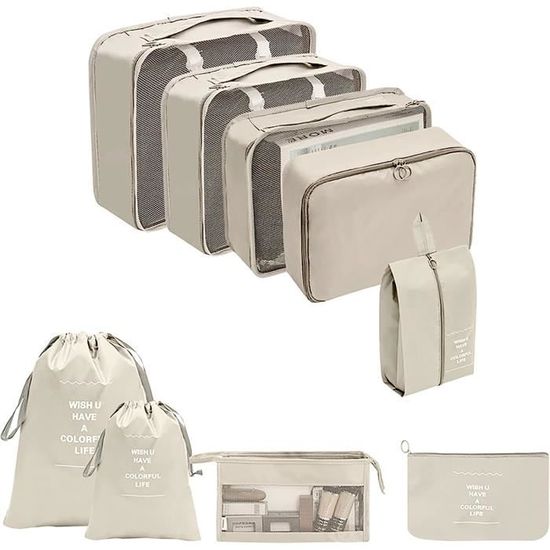 Cubes d'emballage pour valise, 9 pcs Organisateur de valise légère  Ensembles de sacs Organisateurs d'emballage de bagages
