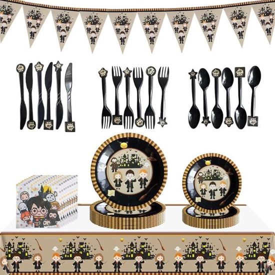 Harry Vaisselle Anniversaire,Wizard Party Tableware Set,Potter Vaisselle De  Fête,Assiettes,Serviettes,Nappe,Magical Thè[u1845]