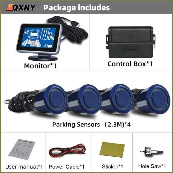 Kit 4 Capteurs De Stationnement Voiture Avec écran LED Sonore - Universel, à Peindre - 2