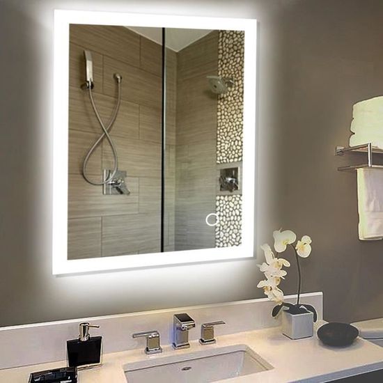 80*60cm miroir mural de salle de bain  LED Lampe de Miroir Éclairage anti-buée