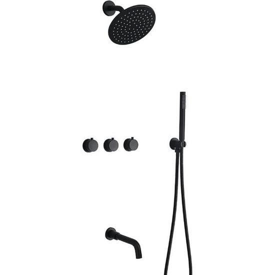 Douche Encastrable Noir Colonne de Douche avec Tete de Douche Pluie