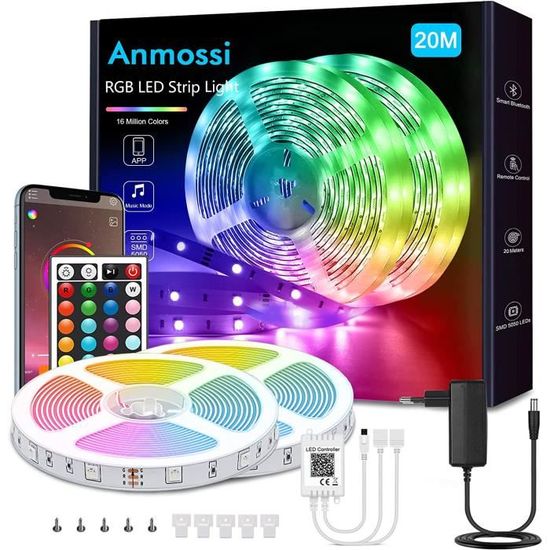 Ruban LED 4M Avec Télécommande Et Appli - Synchronisation Musicale Et Rétroéclairage TV Intelligent - Pour Ambiance Chambre, Fête, Salle De Jeux - 5