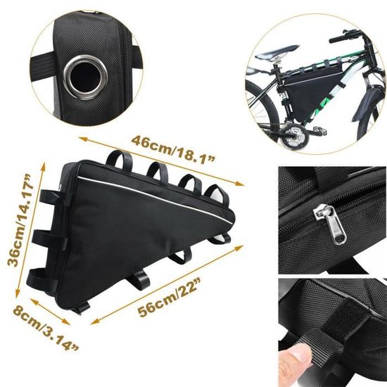 Sacoche Triangle Nylon Sacoche Cadre Vélo Rhinowalk - Triangle - Nylon Imperméable - Rangement Outils, Téléphone, Vêtements Rangement Vélo Résistant Eau