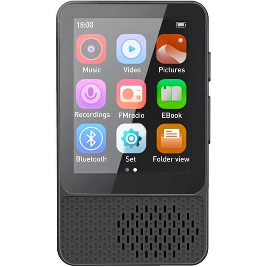 HOCO Lecteur MP3 Baladeur Mp4 Bluetooth 32Go 2.4 Pouces Ecran Tactile Complet HautParleur Musique Audio HiFi Extensible  [3633]