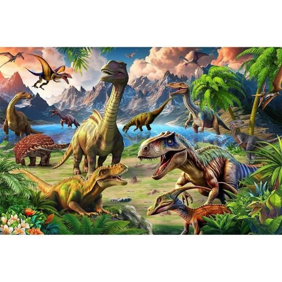 Puzzle Ravensburger 100 Pièces – Au Milieu Des Dinosaures – Dès 6 Ans, 49 X 36 Cm