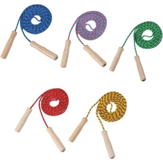 GUBOOM Corde à Sauter Réglable Pour Enfants – Poignées En Bois, Coton 3 M, Multicolore