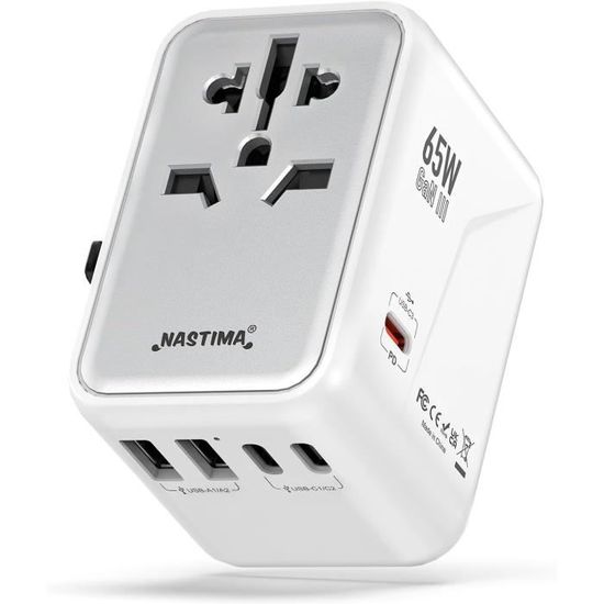 Adaptateur De Voyage Universel Avec USB-C PD 20W – Prises US, UK, UE, AU, JP