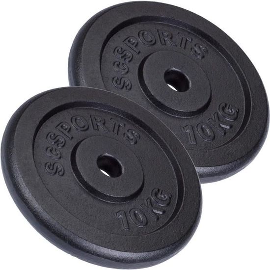 Disques D'Haltère 30/31 Mm - Lot 2 X 15 Kg (Total 30 Kg) En Fonte