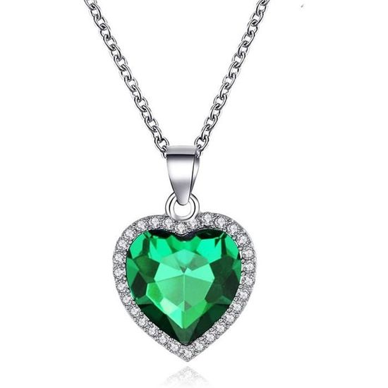 Collier Vaiana (Moana) Cœur De L'océan - Pendentif Vert Phosphorescent - Longueur Réglable 40+5 Cm