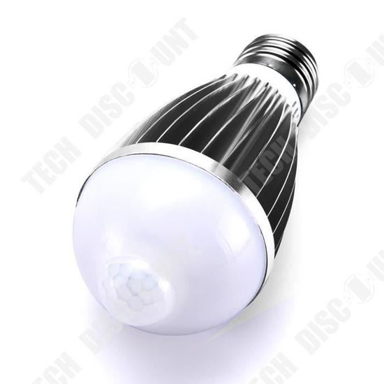 TD® Ampoule LED E27 7W PIR à Infrarouge de Détection de Mouvement- Capteur de Lumière LED Ampoule Auto Switch Lampe de Nuit -Blanc