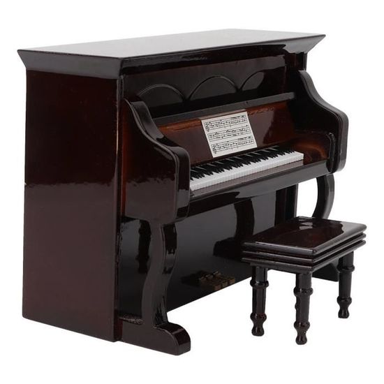 Ornements d'instruments de Musique de Piano Miniature de Tilleul, Affichage de Maison de poupée Miniature Mini Piano Miniature en Bois Musical pour Les Ornements de Bureau à la
